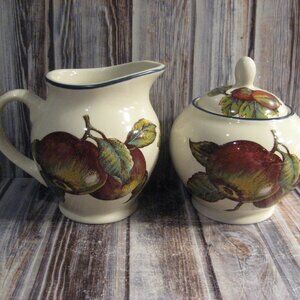PIER 1 MACINTOSH FOOTED CREAMER AND SUGAR BOWL WITH LID
